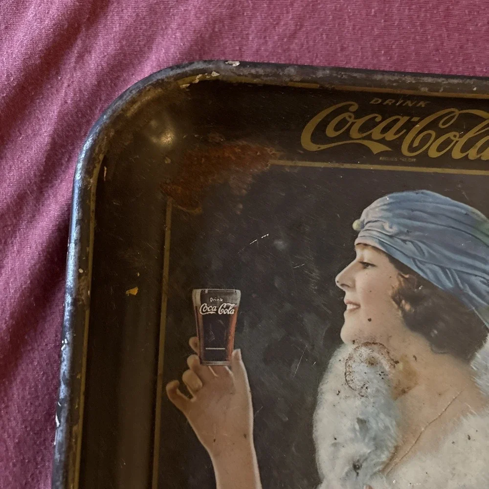 Vintage Coca Cola Metal Serving Tray Flapper Girl 1925 Advertisement 1973 USA